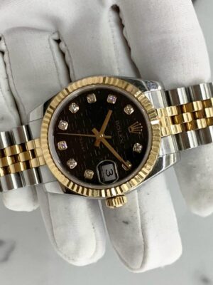 Rolex Datejust 31 178271 Two-Tone Rose Gold Black Diamond Dial