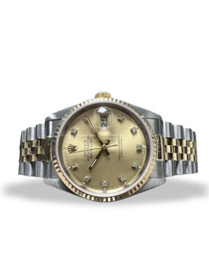 Mens Rolex ref.16233 Gold Stainless Steel Gold Diamond Dial 36mm Watch